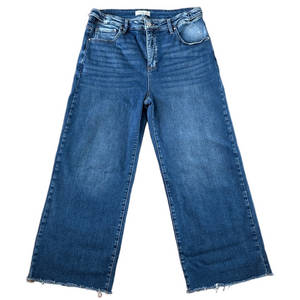 Risen Wide Leg Jeans Size 1XL Raw Hem